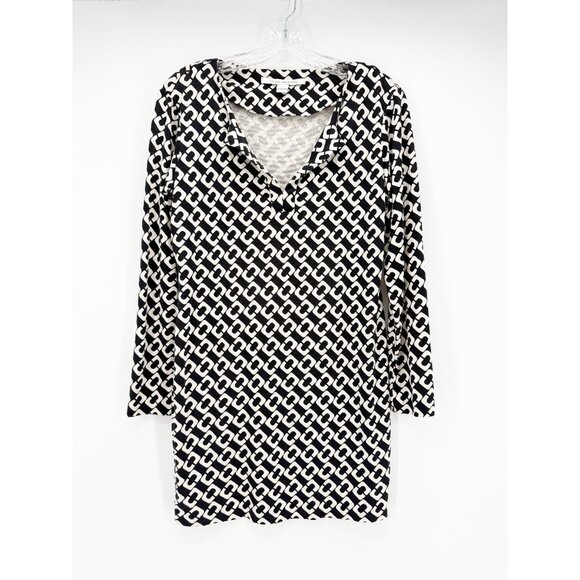 Diane Von Furstenberg DVF Reina 100% Silk V-Neck Retro Chain Link Dress Size 8 - Picture 2 of 15